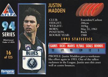 1994 Dynamic AFLPA #16 Justin Madden Back